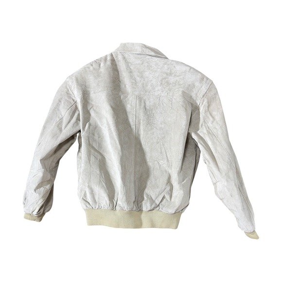 BB Dakota Pret A Porter Cream Leather Bomber Jacket Womens Medium Vintage Suede - Picture 2 of 4